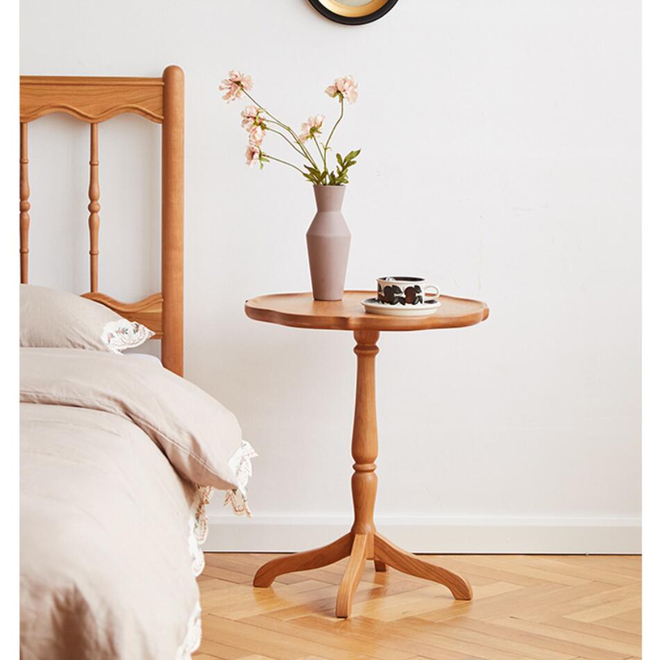 Cherry Wood Side Table: Mini Round Sofa Shelf - CupTable.