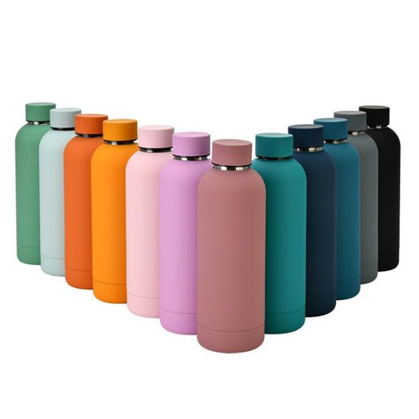 Tasse Gobelets Flacon Bouteille D'eau De Sport En Acier Inoxydable À Double Paroi Tasses Isolées Sous Vide Thermos De Voyage Couleurs Mat Personnalisées FHL322-WY1650