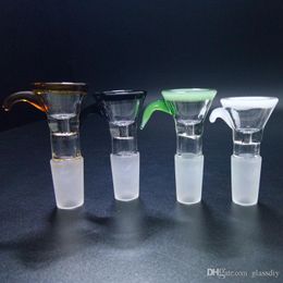 Koptype gekleurde glazen kommen voor bongs waterpijp 14 mm 18 mm mannelijk gewricht met handvat helder blauw groen