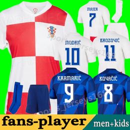 2024 Eurocupa Modric Soccer Jerseys Croacia Equipo nacional 24 25 Brekalo Perisic Football Shirt Brozovic Kramaric Rebic Livakovic Home Away Men Kits Kits Uniform