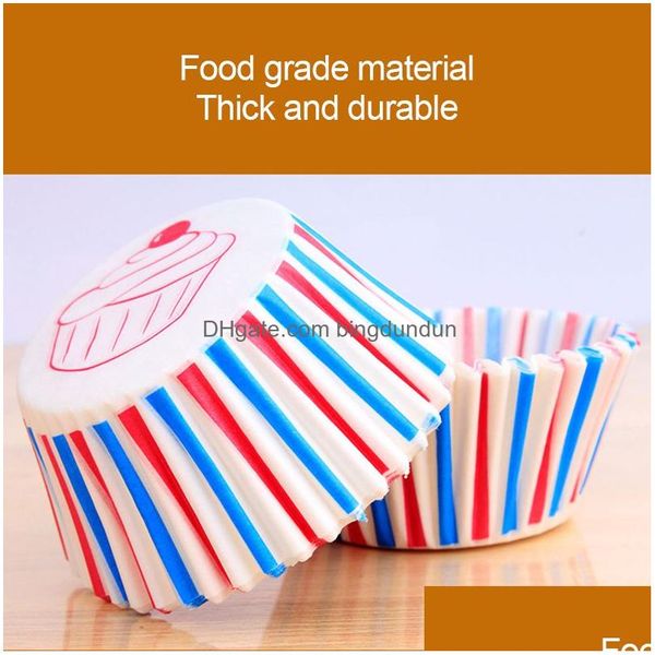 Cupcake 100 PCS Muffin Cake Paper Cazas Impresión de color redondo Xuemei Niang Papers Bandeja Tortas a prueba de aceite Bandejas Mti-Color Opcionales WH0071 D DH8SK