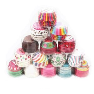 Cupcake 100 stcs/set muffin papieren cups voering bakdoos cup case feest dienblad taart decoreren gereedschap verjaardag decor drop levering home ga dh3ds