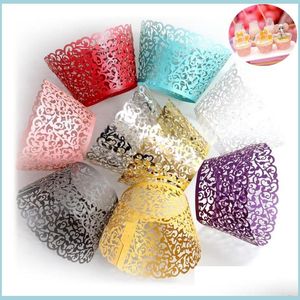 Cupcake 26 Couleurs Laser Cut Cupcake Wrappers Décor Anniversaire Wrapper Décoration De Fête De Mariage Baby Shower Gâteau À La Main Drop Delivery Dhsik