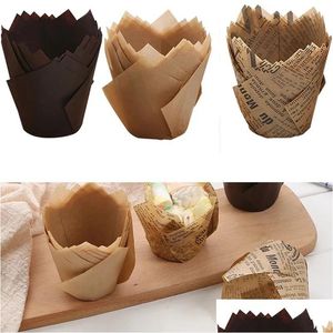 Cupcake 50Pcs / Lot Astuce Cuisson Tasses Muffin Liners Titulaires Rustique Wrapper Molde Papier Ustensiles de Cuisson Au24 Drop Livraison Maison Jardin Kit Dhyis