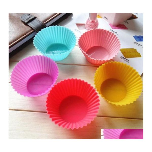 Cupcake 6 Color Sile Muffin Cake Mod Case Bakeware Maker Molde Bandeja Taza para hornear Jumbo Dh0158 Drop Entrega Hogar Jardín Cocina Comedor B Dhim0