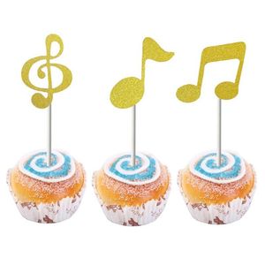 Cupcake 6 stks/set Muzieknoot Taart Ingevoegde Kaart Papieren Notities Invoegingen Kaarten Bakken Decoratie Festival Feest Verjaardag Decor Drop Del Dhkmq