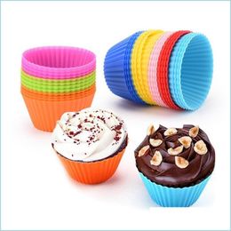 Cupcake 7cm Sile Cupcake Mods Muffin Kates Nitaanvals hittebevestigende bakvormen Voedsel Grade Candy Color Drop Levering 2021 Home Garde Dh6p0