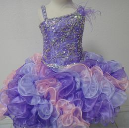 Cupcake Baby Meisje Pageant Jurken 2017 Little Roise 3 Tones Ruffles Rok Major Kralen Bodice Echte Foto's Glitz Pagin Pageant Jurk