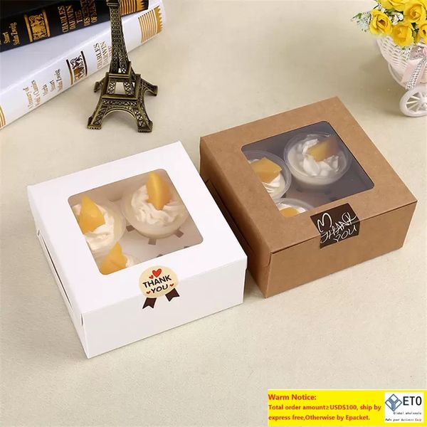 Boîtes à Cupcake Vide Fenêtre Transparente Creative Kraft Brun Blanc Muffin Boîte D'emballage DHL Fedex Expédition Rapide