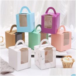 Cupcake Brand New Transparent Fenêtre Portable 1 Pièce Tasse Gâteau Boîte Muffin Emballage Pâtisserie Cadeau Avec Plateau Intérieur Drop Livraison Maison Gar Otwjd