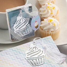 Cupcake Metalen bladwijzer met Tassel Wedding Gunsten en geschenken Party Souvenirs Baby Shower Gunst levert LX3609