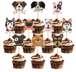 Cupcake picks Animal Dogs Cake Toppers Party Cartoon Puppy Dog Hond Theme Party Gifts For Kids Birthday Decoration