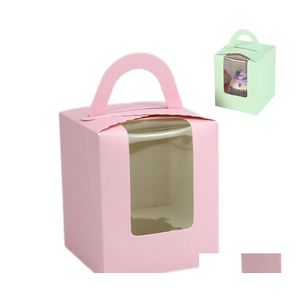 Cupcake Portable Fenêtre Transparente Boîte Pâtisserie Française Muffin Cuisson Mousse Emballage Plateau Intérieur Dessert Fête D'anniversaire Décoration Hy0436 D Dhvnq