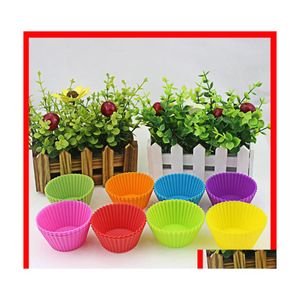 Cupcake sile cake mal ronde vormige muffin bakvormen keuken koken bakware maker colorf diy decoreren gereedschap vt1632 drop deliv dh8dy