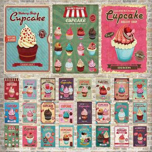 Cupcake Vintage Métal Affiche Rétro Crème Glacée Métal Tin Sign Wall Art Décoration pour Restaurant Diner Bistro Fer Peinture Plaque H1110