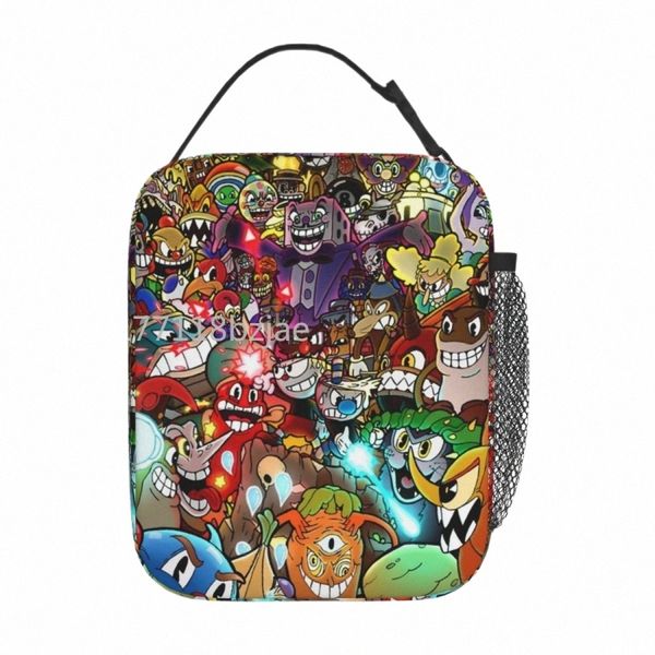 Cuphead Color Game Fans Merch Sac à lunch isolé pour le sac de rangement des aliments de voyage portable Boîtes à lunch thermique plus fraîche a5we #