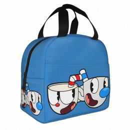 Cuphead Mugman Sacs à lunch isolés jeu étanche Anime repas Ctainer sac thermique fourre-tout boîte à lunch école pique-nique sac de nourriture N5gk #