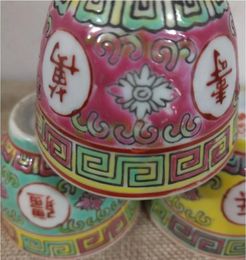Tasses Une paire Jingdezhen pastels peints à la main rouge jaune vert sans limite kung fu tasse à thé goût tasse à thé