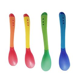 Tasses plats Ustensiles 1 Sénération en silicone Température de température Spoon Utilisé pour les enfants Auto-alimentation Spoon Température des aliments pour bébé Spoonl2405