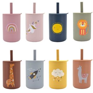 Cups Derees Uitrusting 150 ml baby siliconen sippy cups draagbare opslagcontainer voeding drinkware rietje kinderen lekken lekkend leren drinken waterfles aa230413