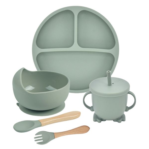 Tasses Vaisselle Ustensiles 3/4/5 PC Silicone Bébé Alimentation Set Silicone Bol Assiette À Manger Cuillère Fourchette Enfants Vaisselle Sans BPA Silicone Vaisselle pour Enfants 230130