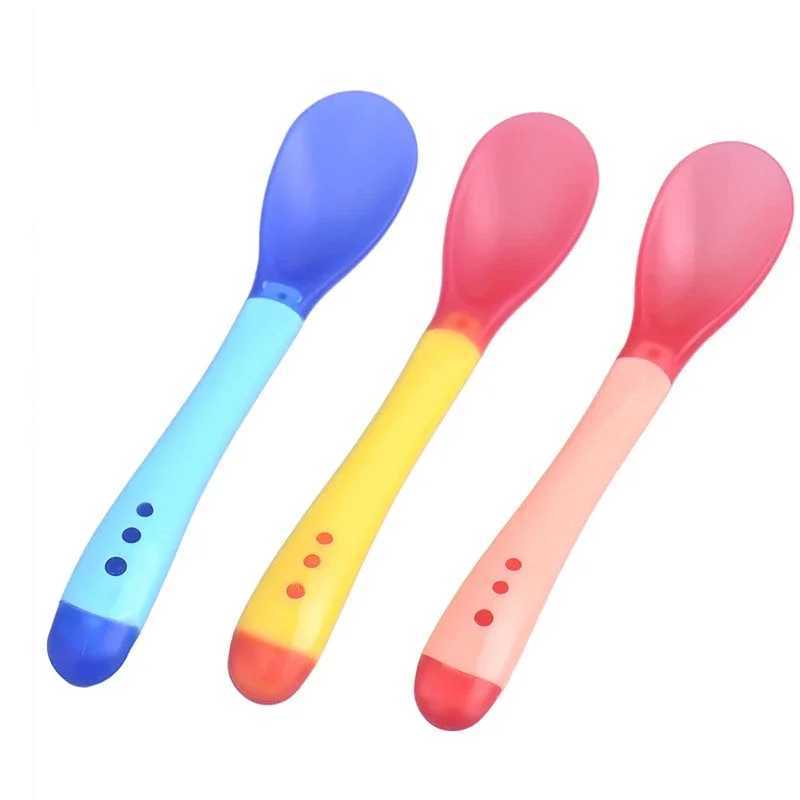 Cups Dishes Utensils 3 temperature sensing spoons/batch for safe infant feeding childrens boys girls and childrens tabletsL2405