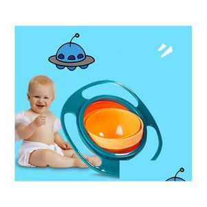 Tasses Plats Ustensiles 360 Rotation Kidproof Non Déversement Alimentation Enfant Gyro Bol Avec Couvercle Éviter De Renverser De La Nourriture Création D'enfants Comme Dhrsj