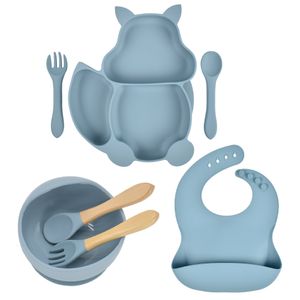 Tasses Plats Ustensiles 7PCS / Set Bébé Assiette En Silicone Avec Ventouse De Qualité Alimentaire Toddler Alimentation Vaisselle Cuisine Portable Dîner Assiettes Bols Bib Set 230530