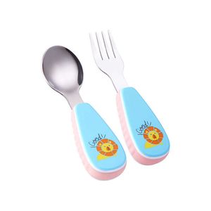 Cups Derees Utsils ABS Cartoon 304 Roestvrij staal bestek Set Anti-slip Baby Handige vork lepel Anti-Scald tweedelige kinderafels AA230413