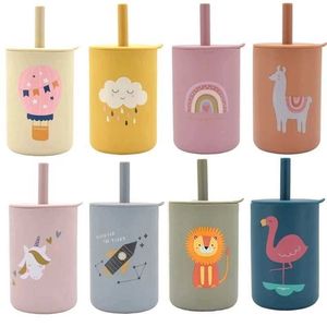 Tasses Vaisselle Ustensiles Bébé Silicone Sippy Tasses Sans BPA Stockage Portable Snack Conteneur Tasse D'alimentation Pour Enfants Étanche Apprentissage Boisson Tasse Ensembles AA230413