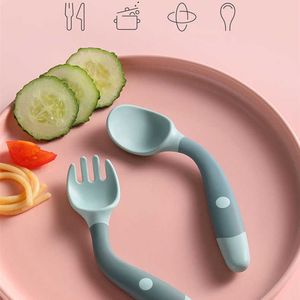 Cups Derees Uitrusting Baby Spoon Siliconen Spoon Fork voor babygerei Set Auxiliary Food Toddler eten training zuigelingen