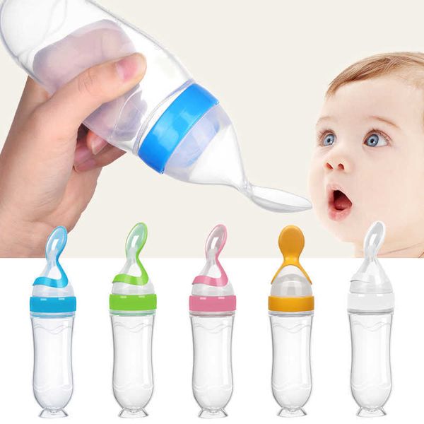 Tasses Vaisselle Ustensiles Sans BPA Biberon Cuillère Mangeoire pour bébé avec base debout Bouteille de lait d'aspiration Complément d'entraînement pour bébé Cuillère à nourriture P230314