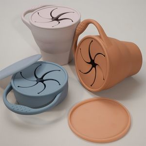 Tasses Vaisselle Ustensiles Sans BPA Enfants Boîte De Stockage Des Aliments En Silicone Solide Couleur Bébé Snack Tasse Portable Enfants Snacks Conteneur Avec Couvercle 221208