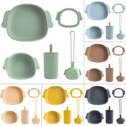 Tazas Platos Utensilios Alimentación Regalos Juego de vajilla de silicona Sin BPA Tazón impermeable Platos Platos Taza para sorber Mordedor Juguetes Chupete Titular Cosas para bebés 231006