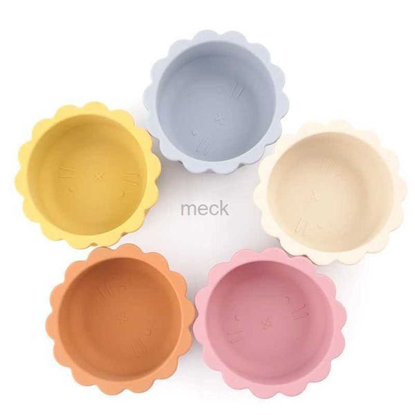 Tasses plats ustensiles forme de fleur vaisselle pour enfants de qualité alimentaire alimentation bébé bol plats populaires assiettes appareil à manger accessoires pour nouveau-nés 240329