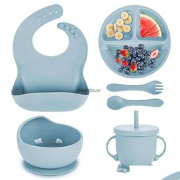 Tasses plats ustensiles nouveaux enfants ensemble de table baby sile.