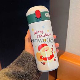 Kopjes Borden Gebruiksvoorwerpen Nieuwe Leuke Kerst Thermos Waterfles Met Rietje Voor Kinderen Vacuüm Isolatie Drinkflessen Thermo Cup Paar Kerstcadeau x0904