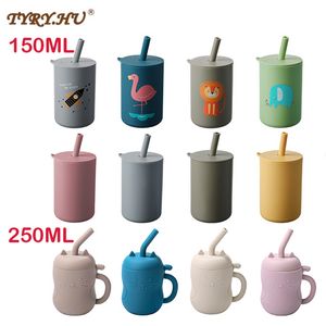 Tazas Platos Utensilios Silicona Bebé Alimentación Drinkware Taza de paja chico Botella de aprendizaje Vajilla antifugas Agua para niños pequeños 221208