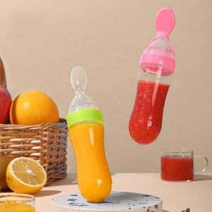 Kopjes Borden Keukengerei Knijpen Zuigfles Silicone born Baby Training Rijst Lepel Zuigelingen Granen Voedingssupplement Voeder Veilig Servies Gereedschap 230621