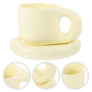 Cups schotels 1 set dikke mok keramische koffie mollige kopje cup kawaii latte en schotel