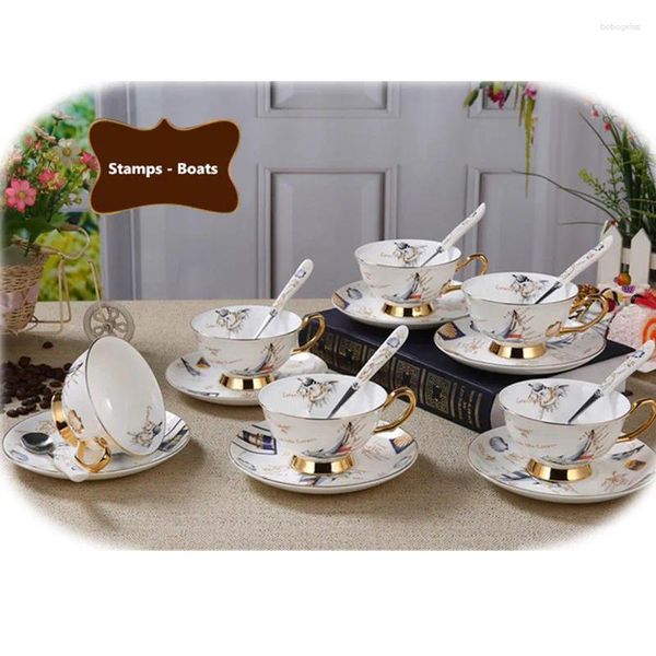 CUPS SAUCERS 1 Establezca Kawue Classic Holfe Coffee Coffee Cafe y Saucer Bone Bone China con regalo para amigos 7ZOP02