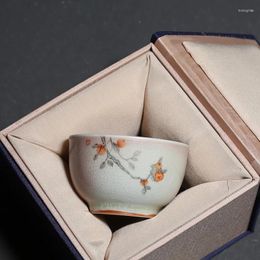 Kopjes schotels 100 ml oven veranderen aardewerk theekop hand geschilderde persimmon keramische master cup Chinese thee vintage kom kunsttheekropjes