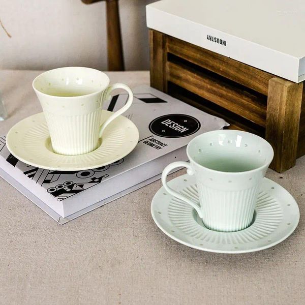 Ensemble de tasses et soucoupes à café de 150ML, en céramique coréenne, pour petit déjeuner, lait, couleur unie, petits ensembles simples de thé frais et de plats