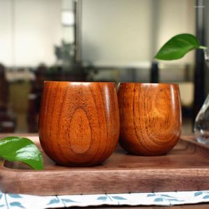 Tasses soucoupes 180ml rétro fait à la main tasse en bois naturel Style chinois traditionnel thé vert