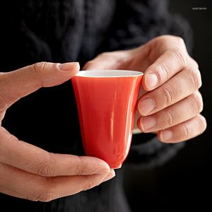 Tazas y platillos, 1 unidad, taza de té de cerámica de 40ml, hermosa taza de té Retro, tazón de ceremonia de porcelana blanca, vajilla para el hogar principal