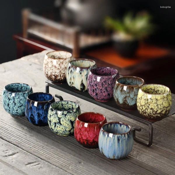 Tasses Soucoupes 1pc Four Changement Chine Tasse En Céramique Porcelaine Tasses À Thé Poterie Drinkware Vaisselle Café Vin Tasses Ménage Mini Thé