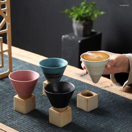 Kopjes schotels 1 st retro keramische theekop ruw aardewerk Japanse latte trek bloem porselein huishouden drank