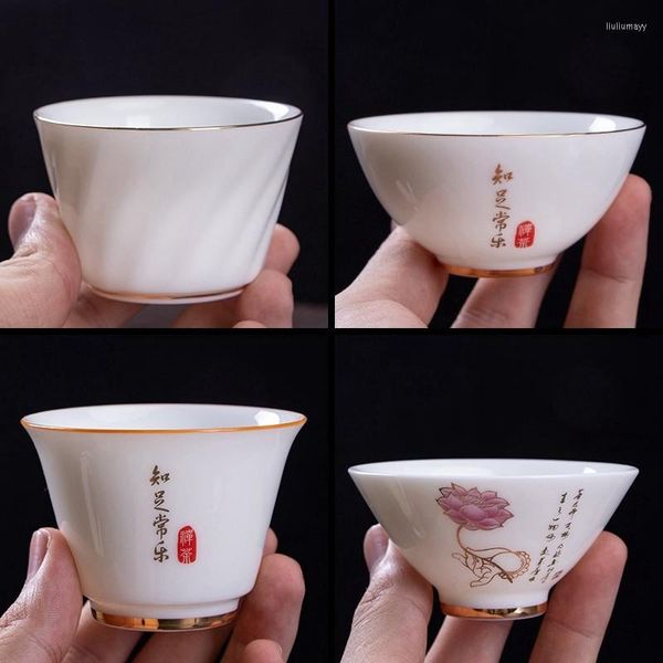 Tasses soucoupes 1 pièces/3 pièces chine tasse à thé en céramique porcelaine blanche poterie personnel unique verres en gros tasse à vin tasse à thé