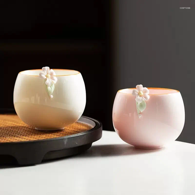 Чашки блюдцы 1pcs Творческий цветочный керамический чайная чашка маленькая фарфоровая полдня -чайная чашка эспрессо