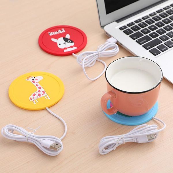 Tasses soucoupes 1 pièces mignon tasse dessin animé USB plus chaud Silicone chauffe-chaleur pour lait café tasse boissons boisson tapis cuisine outils tampons